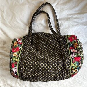 Vera Bradley Floral Quilted Duffel Bag with Sunflowers
